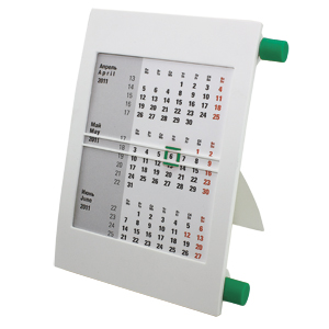Календарь настольный на 2 года; белый с зеленым; 18х11 см; пластик; тампопечать, шелкография