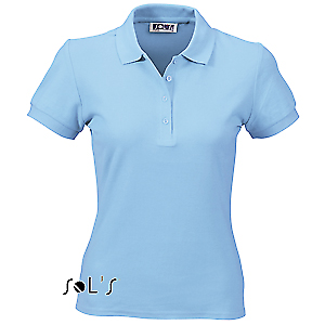 Рубашка поло женская PEOPLE, M, небесно-голубой, 100% хлопок, 210 г/м2