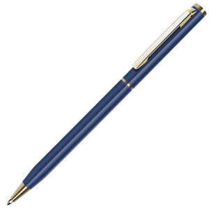 SLIM, ручка шариковая, темно-синий/золотистый, металл