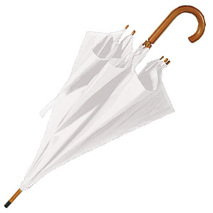 Зонт-трость с деревянной ручкой, полуавтомат; белый; D=103 см, L=90см; 100% полиэстер