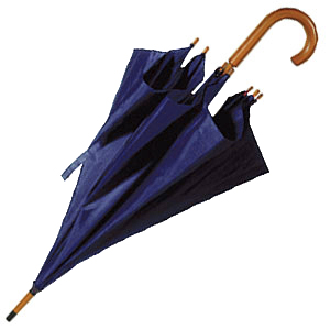 Зонт-трость с деревянной ручкой, полуавтомат; синий; D=103 см, L=90см; 100% полиэстер