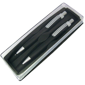 SUMO SET, набор в футляре: ручка шариковая и карандаш механический, черный/серебристый, металл/пласт