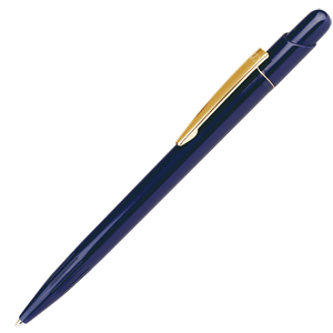 MIR, ручка шариковая с золотистым клипом, синий, пластик/металл