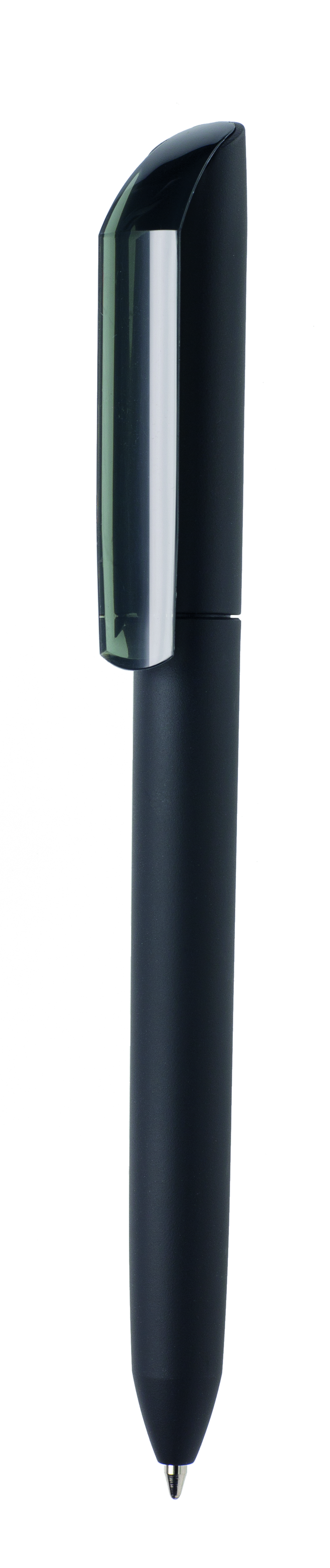 Ручка шариковая FLOW PURE,черный корпус/прозрачный клип, покрытие soft touch, пластик
