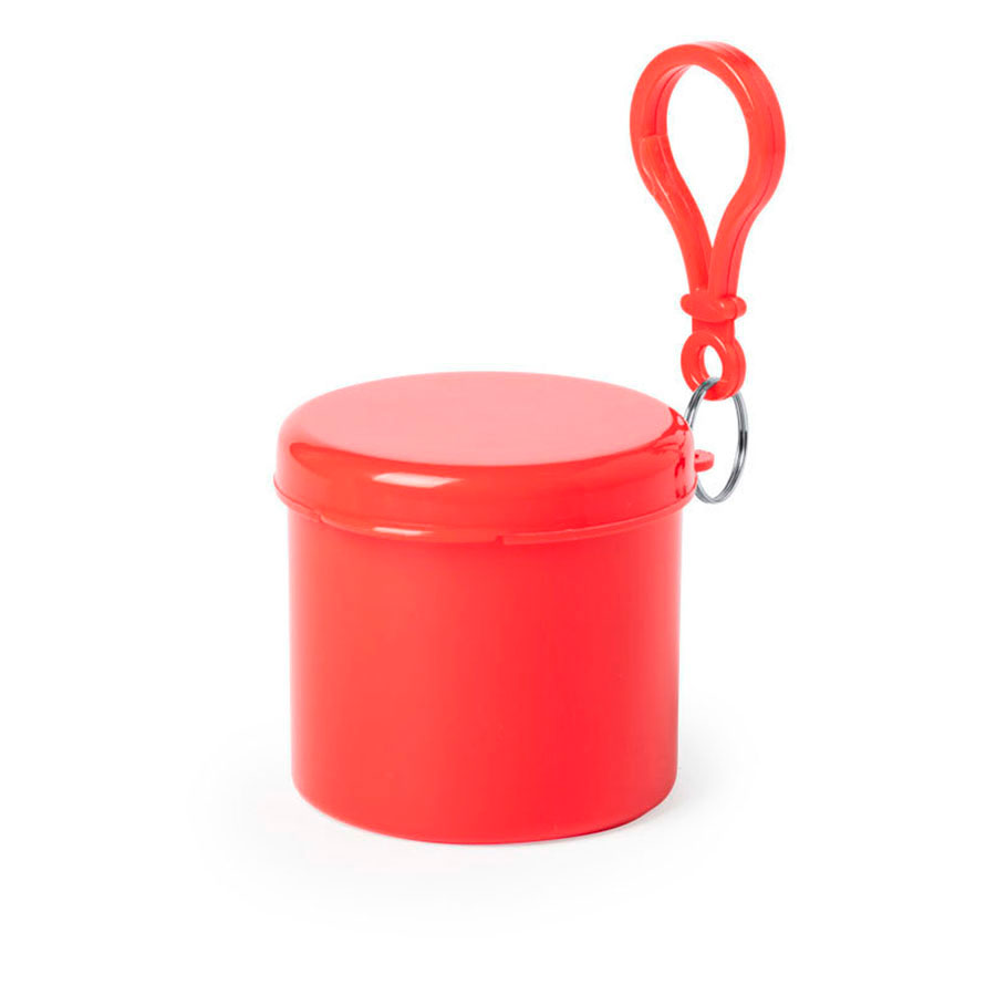 Дождевик BIRTOX белого цвета в красном футляре с карабином, 127 х 102 см. материал LDPE