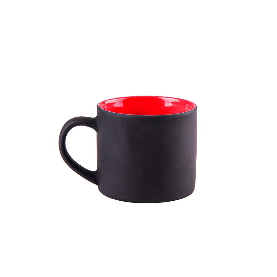 Кружка YASNA с покрытием SOFT-TOUCH, черный с красным, 310 мл, фарфор