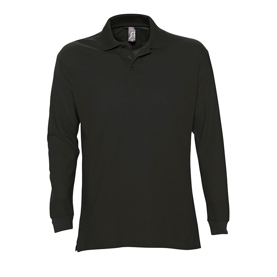 Рубашка поло мужская с длинным рукавом STAR, черный, M, 100% хлопок, 170 г/м2