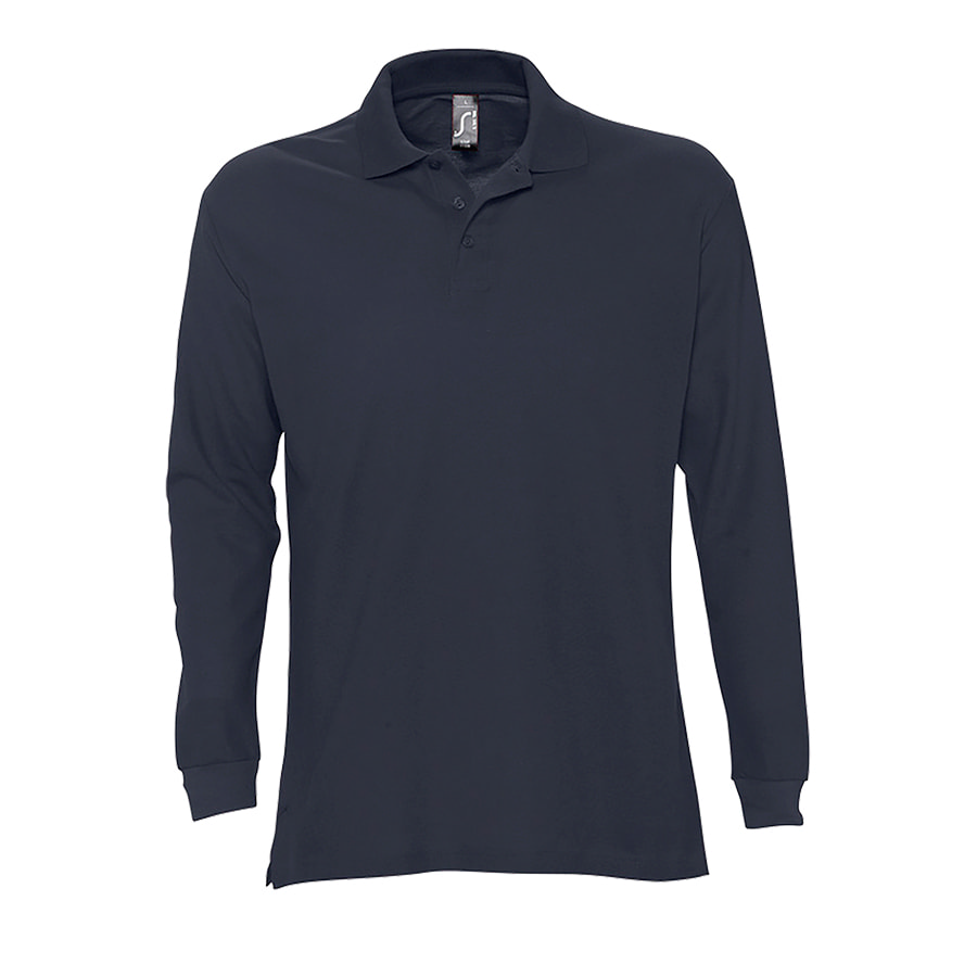 Рубашка поло мужская с длинным рукавом STAR, темно-синий_L, 100% х/б, 170г/м2