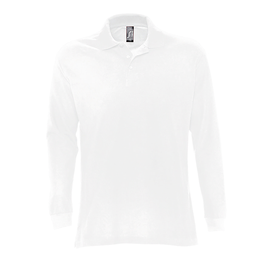 Рубашка поло мужская с длинным рукавом STAR, белый_M, 100% х/б, 170г/м2