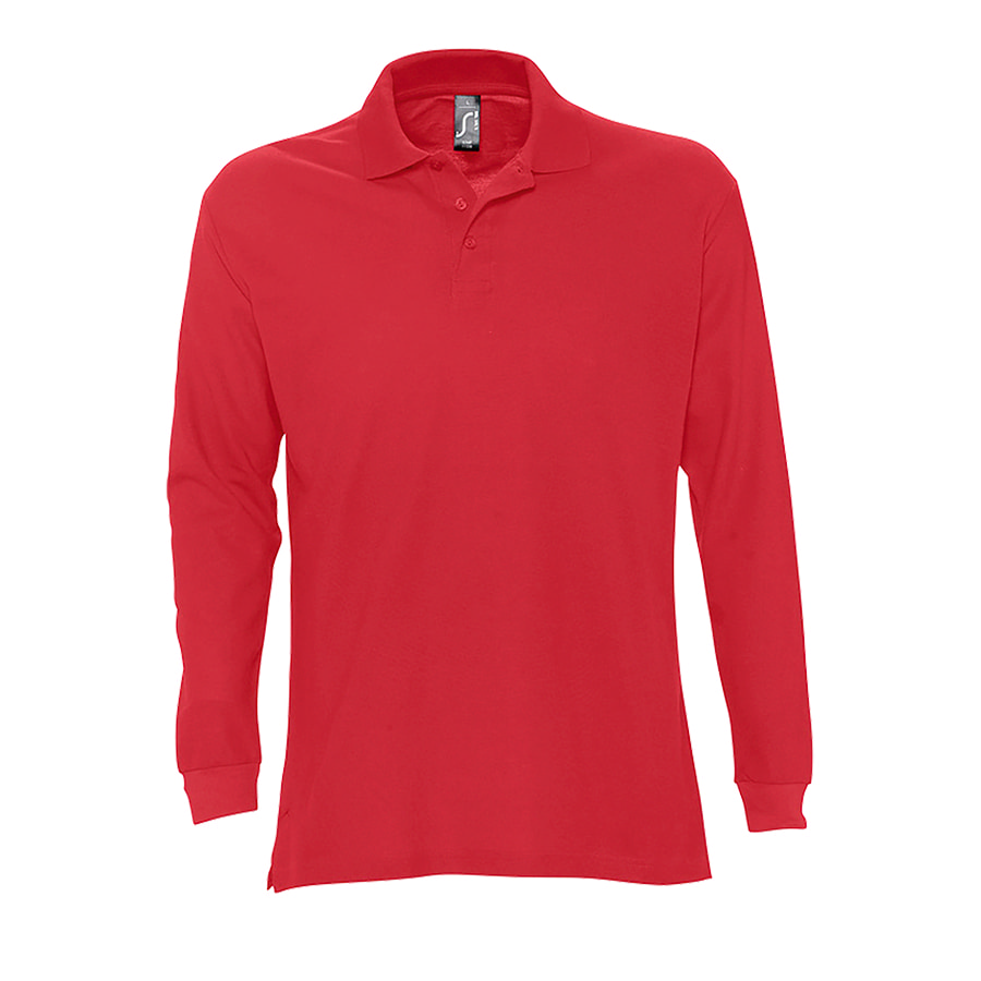 Рубашка поло мужская с длинным рукавом STAR, красный_M, 100% х/б, 170г/м2