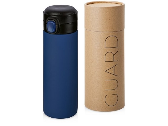 Вакуумная термокружка c кнопкой Guard, soft-touch, 400 мл, тубус