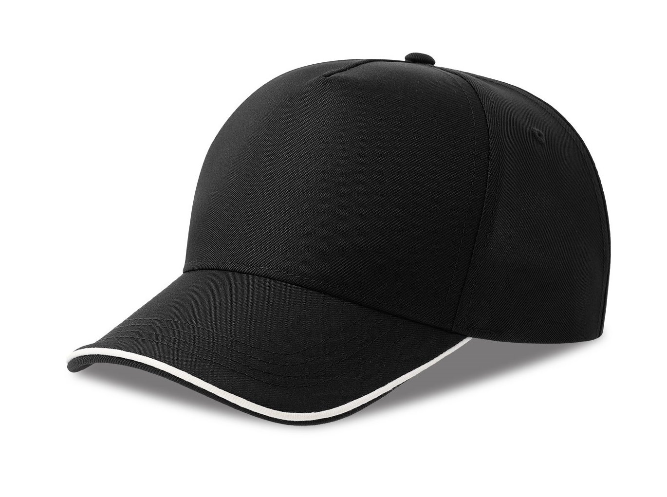 Бейсболка RECY FIVE PIPING, 5 клиньев, застежка-липучка, чёрный/белый, 100% полиэстер, 220 г/м2
