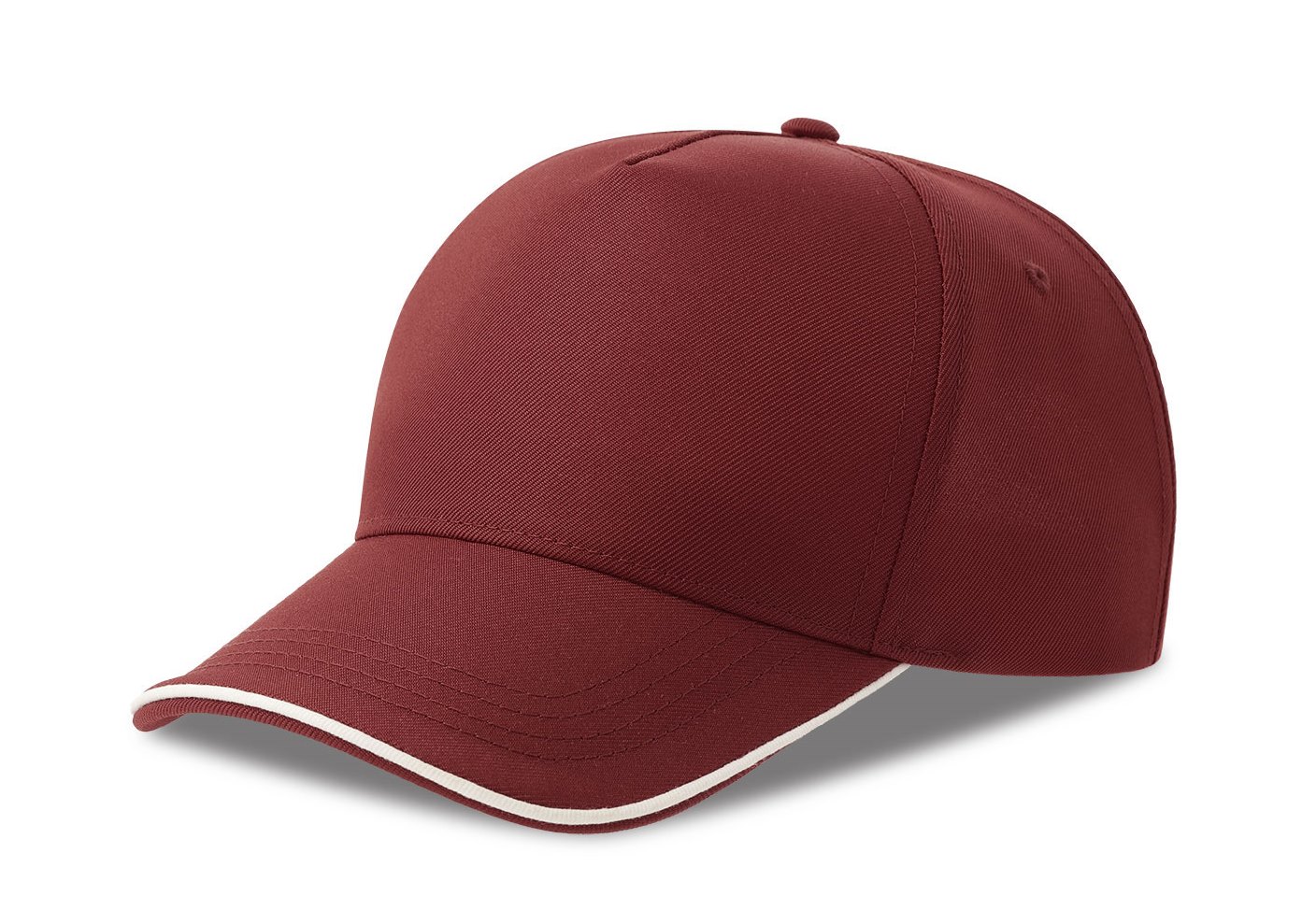 Бейсболка RECY FIVE PIPING, 5 клиньев, застежка-липучка, бордовый/белый, 100% полиэстер, 220 г/м2