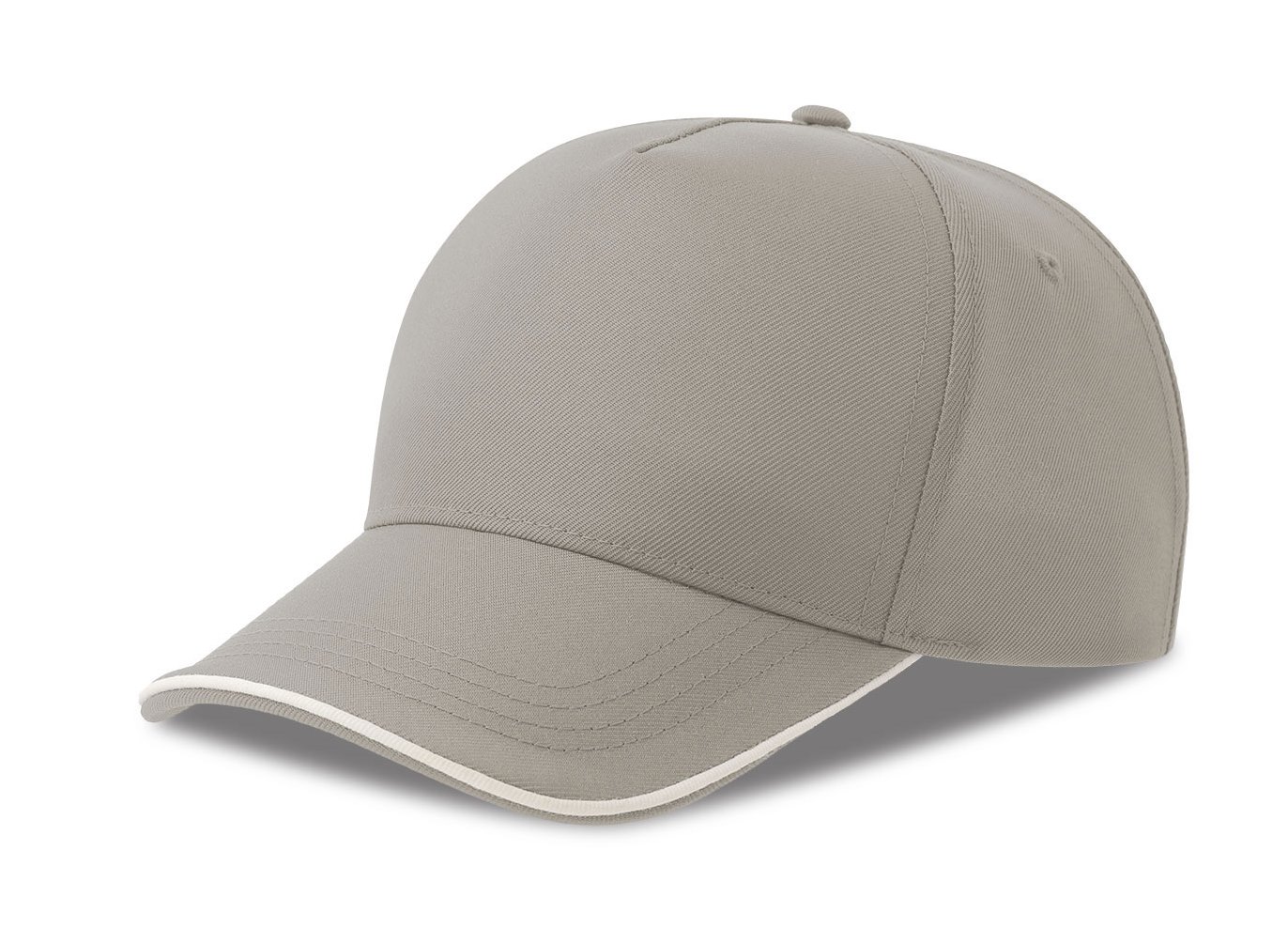 Бейсболка RECY FIVE PIPING, 5 клиньев, застежка-липучка, серый/белый, 100% полиэстер, 220 г/м2