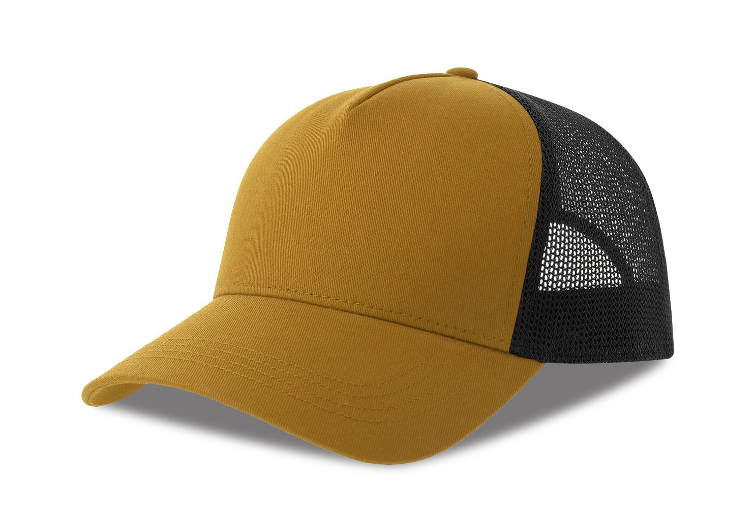 Бейсболка RAPPER COTTON-S, п. заст, 5 клин, горчичный/чёрный, 100% хлопок/100% полиэстер, 280 г/м2