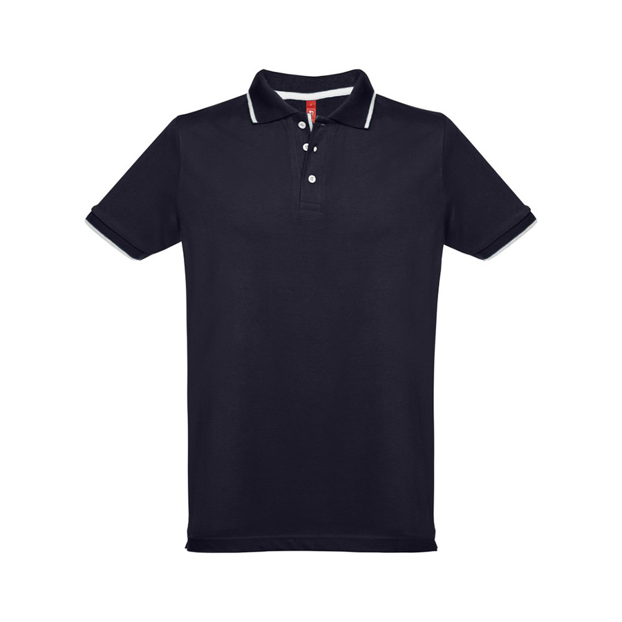 Рубашка-поло мужская SPECTRUM, к/р, тёмно-синий/белый, 2XL, 100% хлопок, плотность 195 г/м2