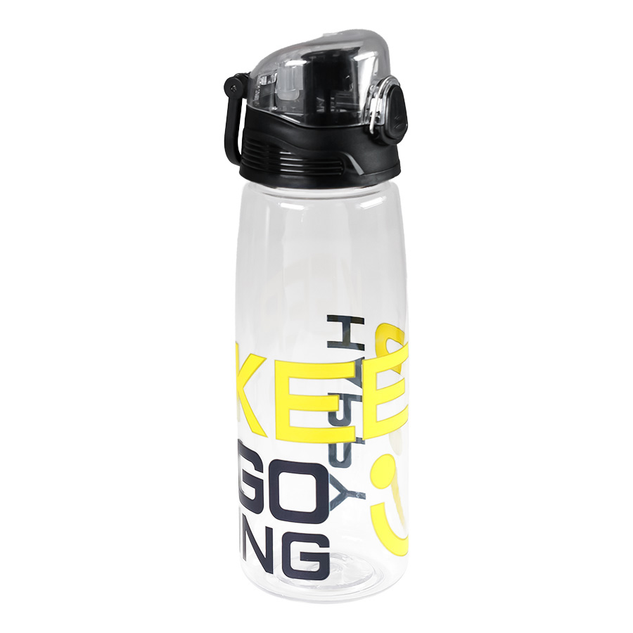 Бутылка для воды FLASK, Круговая УФ печать,  800 мл; 25,2х7,7см, прозрачный, пластик